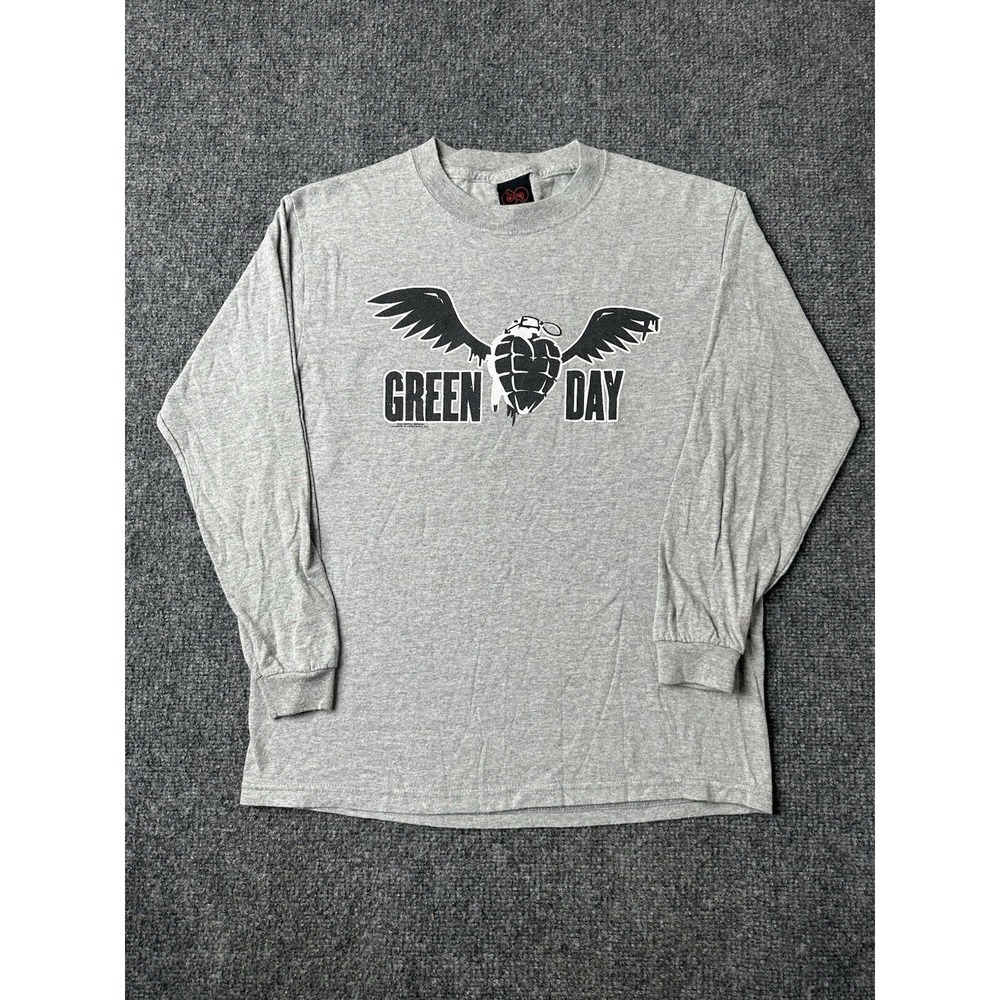 Womens 2004 Green Day American Idiot Gray Band Long Sleeve, Size M